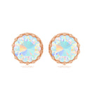 Real Ethiopian Opal Crown Stud Earrings with Certificate AAA - Rosec Jewels
