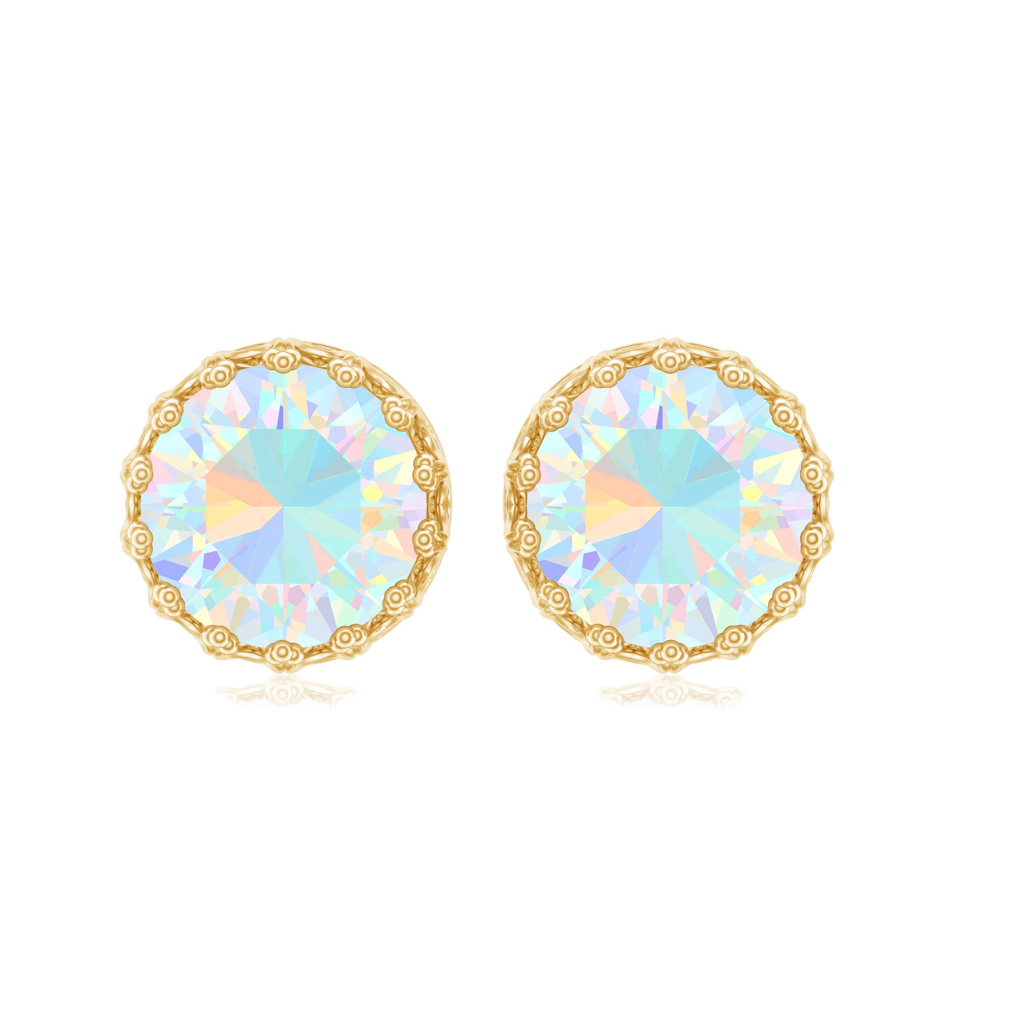 Real Ethiopian Opal Crown Stud Earrings with Certificate AAA - Rosec Jewels