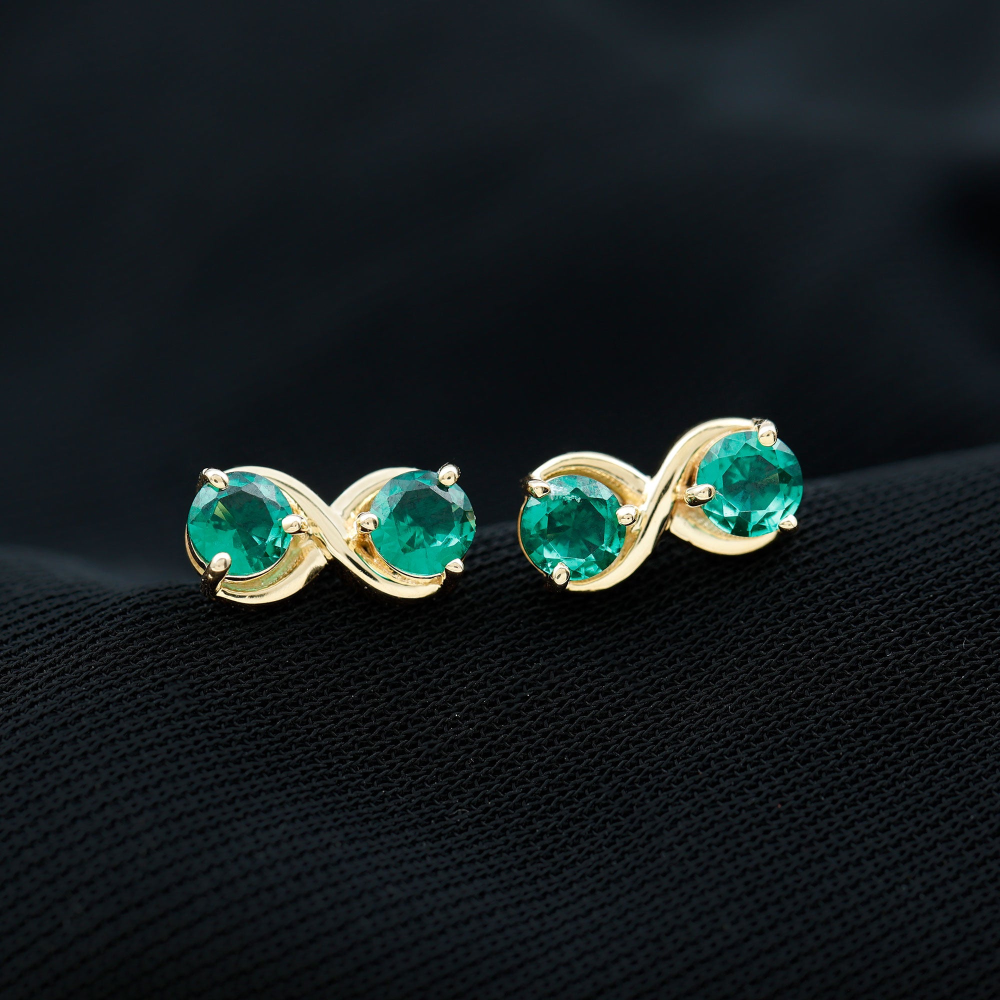 Lab Grown Emerald Infinity Stud Earrings – Rosec Jewels