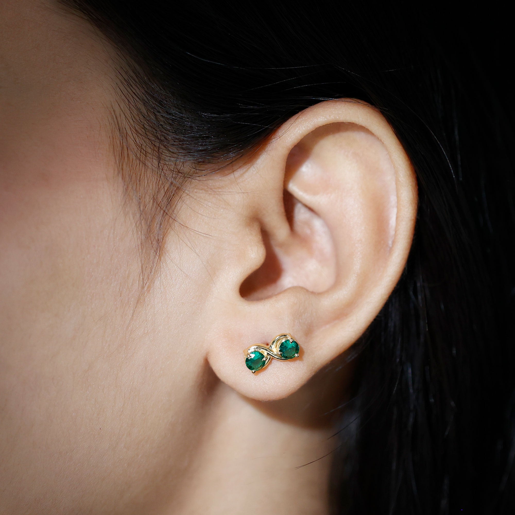 Lab Grown Emerald Infinity Stud Earrings – Rosec Jewels