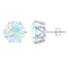 4 Carat Genuine Round Ethiopian Opal Solitaire Stud Earrings AAA - Rosec Jewels
