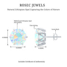4 Carat Genuine Round Ethiopian Opal Solitaire Stud Earrings AAA - Rosec Jewels