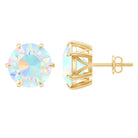 4 Carat Genuine Round Ethiopian Opal Solitaire Stud Earrings AAA - Rosec Jewels