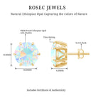 4 Carat Genuine Round Ethiopian Opal Solitaire Stud Earrings AAA - Rosec Jewels