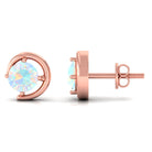 5 MM Prong Set Ethiopian Opal Solitaire Stud Earrings Ethiopian Opal - ( AAA ) - Quality - Rosec Jewels