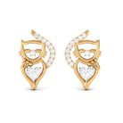 Heart and Round Diamond Animal Stud Earrings Diamond - ( HI-SI ) - Color and Clarity - Rosec Jewels