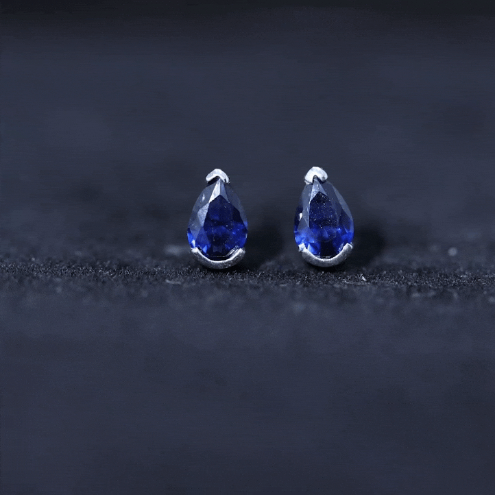 Pear Cut Lab Grown Blue Sapphire Solitaire Stud Earrings Lab Created Blue Sapphire - ( AAAA ) - Quality - Rosec Jewels