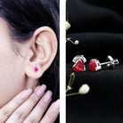 1.3 CT Heart Shape Ruby Solitaire Stud Earrings AAA - Rosec Jewels