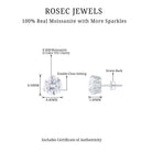 4 CT Round Shape Moissanite Solitaire Stud Earrings in 3 Double Claw Prong Setting Moissanite - ( D-VS1 ) - Color and Clarity - Rosec Jewels