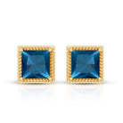 2 Carat Princess Cut London Blue Topaz Stud Earrings AAA - Rosec Jewels