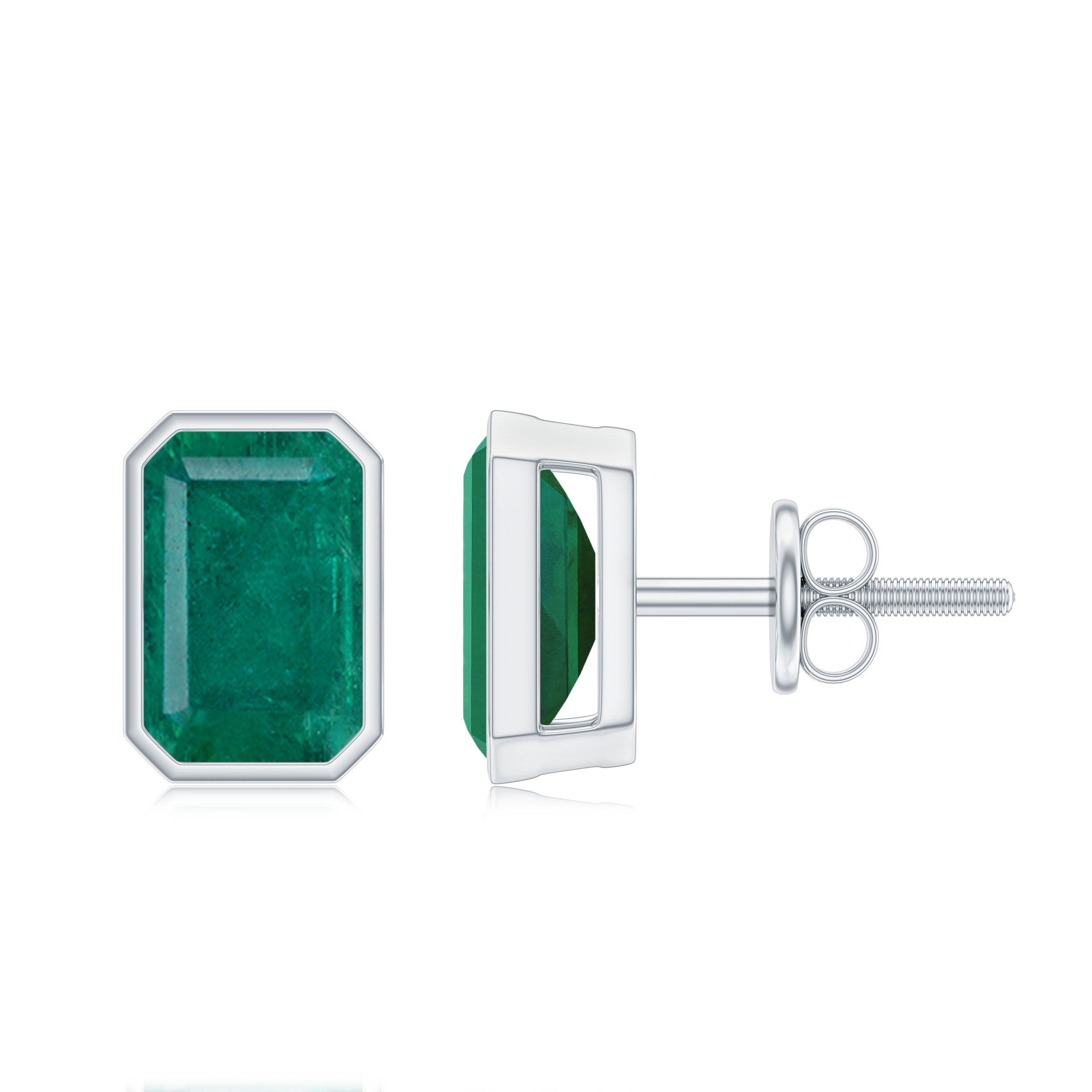 Natural Emerald Cut 4X6 MM Emerald Stud Earrings – Rosec Jewels
