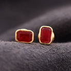 1.5 CT Bezel Set Octagon Cut Created Ruby Solitaire Stud Earrings Lab Created Ruby - ( AAAA ) - Quality - Rosec Jewels