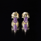 Natural Oval Amethyst Turtle Stud Earrings for Women AAA - Rosec Jewels