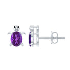 Rosec Jewels-Certified Real Amethyst Turtle Earrings with Screw Back