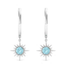3/4 CT Milgrain Bezel Set Sky Blue Topaz Sunburst Drop Hoop Earrings Sky Blue Topaz - ( AAA ) - Quality - Rosec Jewels