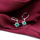 Real Emerald Sunburst Hoop Drop Earrings with Certificate AAA - Rosec Jewels