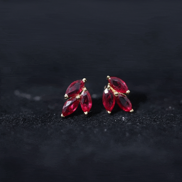 1.25 CT Marquise Shape Ruby Cluster Stud Earrings with Screw Back Findings Ruby - ( AAA ) - Quality - Rosec Jewels
