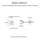8 MM Simple Round Cut Ethiopian Opal Solitaire Stud Earrings Ethiopian Opal - ( AAA ) - Quality - Rosec Jewels
