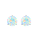 Minimalist Ethiopian Opal Solitaire Stud Earrings AAA - Rosec Jewels