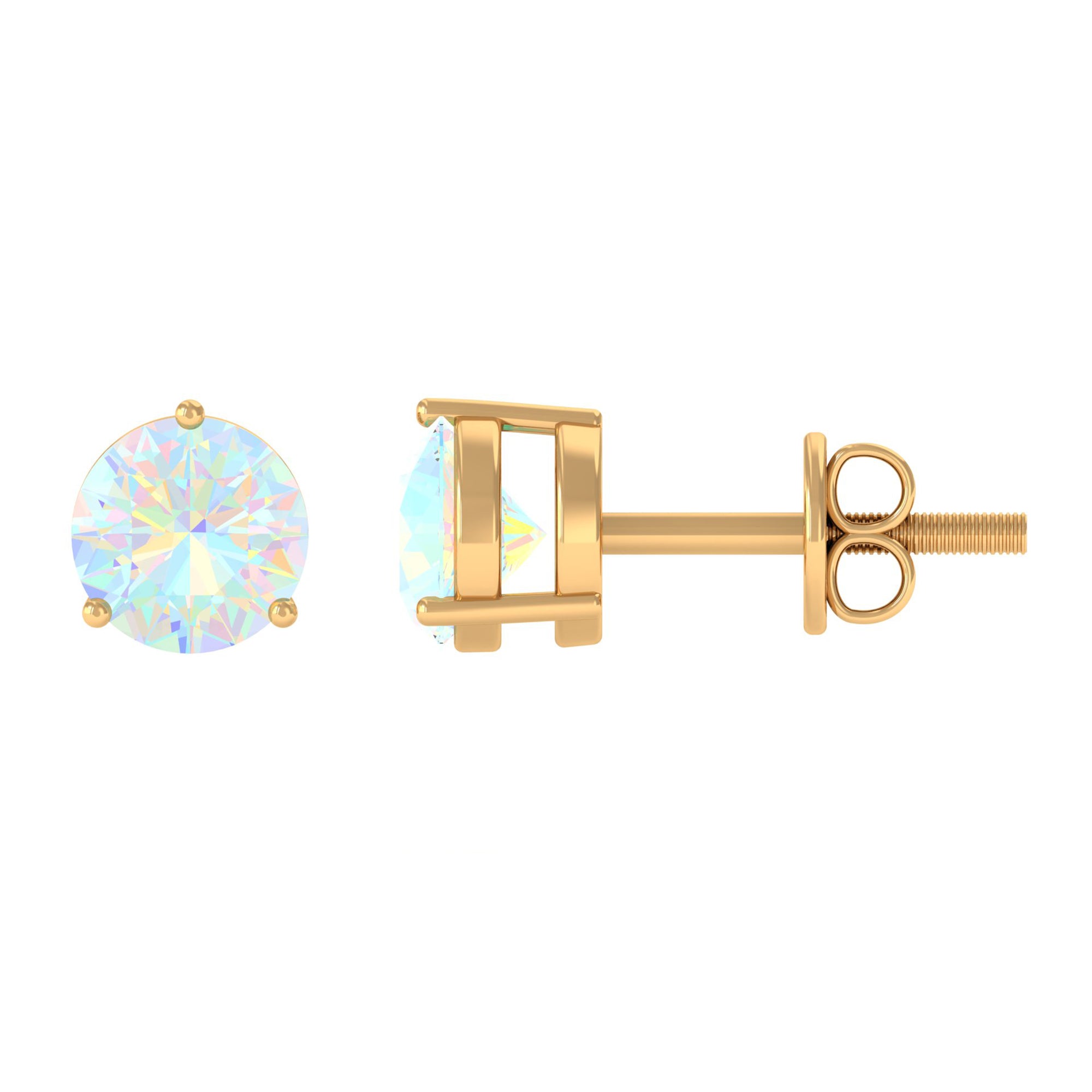 0.50 CT Ethiopian Opal Minimal Solitaire Stud Earrings in Gold Ethiopian Opal - ( AAA ) - Quality - Rosec Jewels
