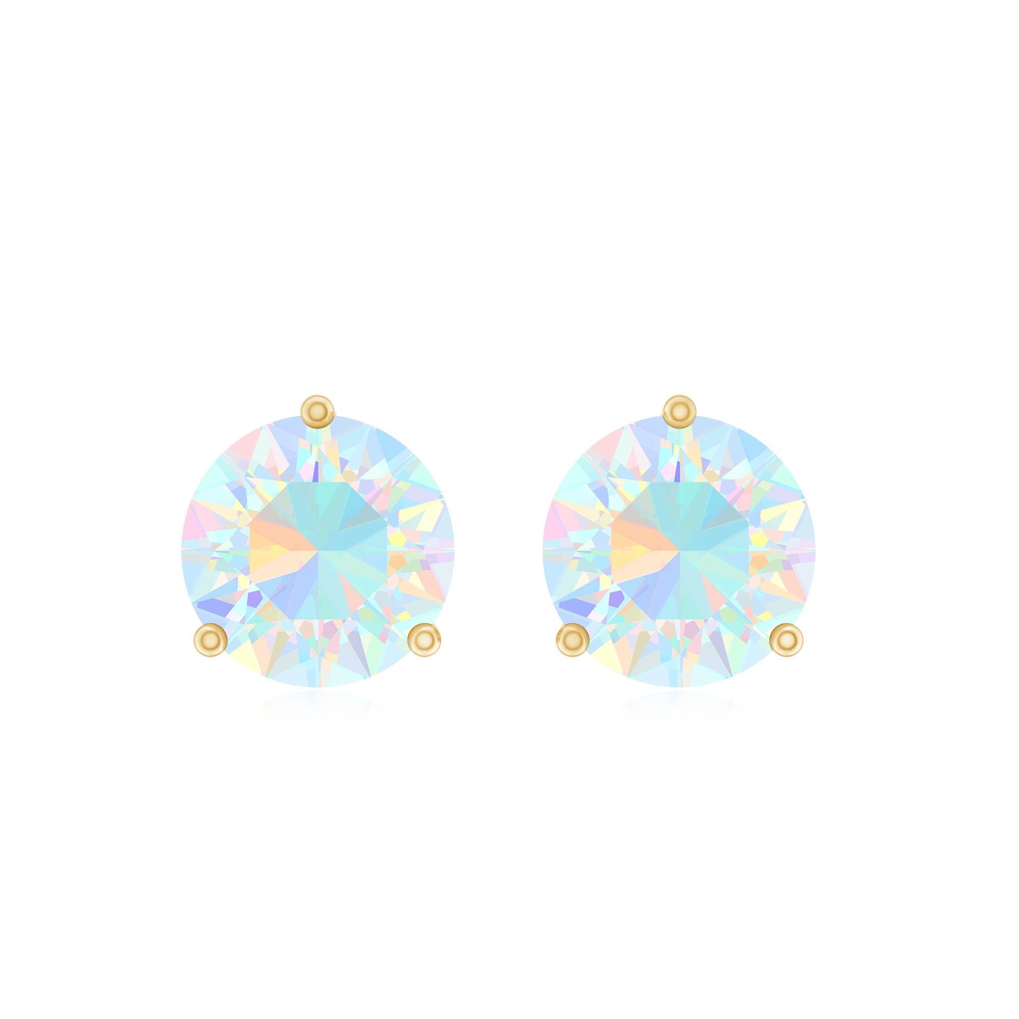 Minimalist Ethiopian Opal Solitaire Stud Earrings AAA - Rosec Jewels