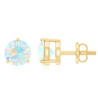 Minimalist Ethiopian Opal Solitaire Stud Earrings AAA - Rosec Jewels