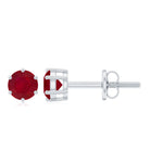 Minimalist Ruby Solitaire Stud Earrings for Women AAA - Rosec Jewels