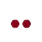 Minimalist Ruby Solitaire Stud Earrings for Women AAA - Rosec Jewels