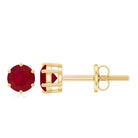 Minimalist Ruby Solitaire Stud Earrings for Women AAA - Rosec Jewels