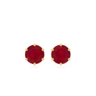 Minimalist Ruby Solitaire Stud Earrings for Women AAA - Rosec Jewels