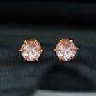 4.5 MM Natural Morganite Solitaire Stud Earrings in 6 Claw Prong Setting Morganite - ( AAA ) - Quality - Rosec Jewels