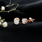 1 Carat Natural Ethiopian Opal Solitaire Stud Earrings AAA - Rosec Jewels
