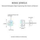 1 Carat Natural Ethiopian Opal Solitaire Stud Earrings AAA - Rosec Jewels