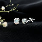 1 Carat Natural Ethiopian Opal Solitaire Stud Earrings AAA - Rosec Jewels