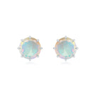 Natural Ethiopian Opal Solitaire Stud Earrings Ethiopian Opal - ( AAA ) - Quality - Rosec Jewels