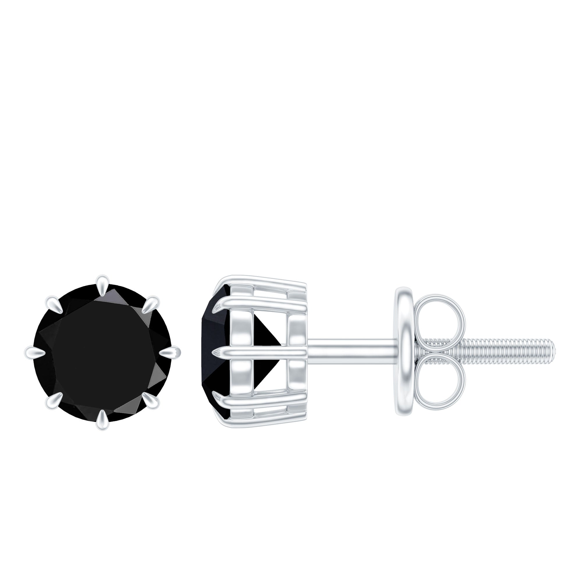 Solitaire 1.6 Carat Lab Created Black Diamond Stud Earrings AAAA ( Synthetic ) - Rosec Jewels