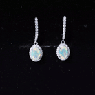 Ethiopian Opal Hoop Drop Earrings with Moissanite Ethiopian Opal - ( AAA ) - Quality - Rosec Jewels