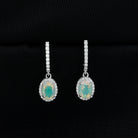 Ethiopian Opal Silver Hoop Drop Earrings with Moissanite Ethiopian Opal - ( AAA ) - Quality 92.5 Sterling Silver - Rosec Jewels