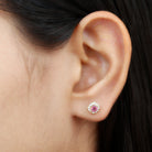 3/4 CT Pink Tourmaline and Diamond Halo Stud Earrings Pink Tourmaline - ( AAA ) - Quality - Rosec Jewels