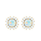 1 CT Ethiopian Opal and Diamond Halo Stud Earrings Ethiopian Opal - ( AAA ) - Quality - Rosec Jewels