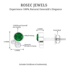 1/2 CT Dainty Emerald and Diamond Three Stone Stud Earrings Emerald - ( AAA ) - Quality - Rosec Jewels