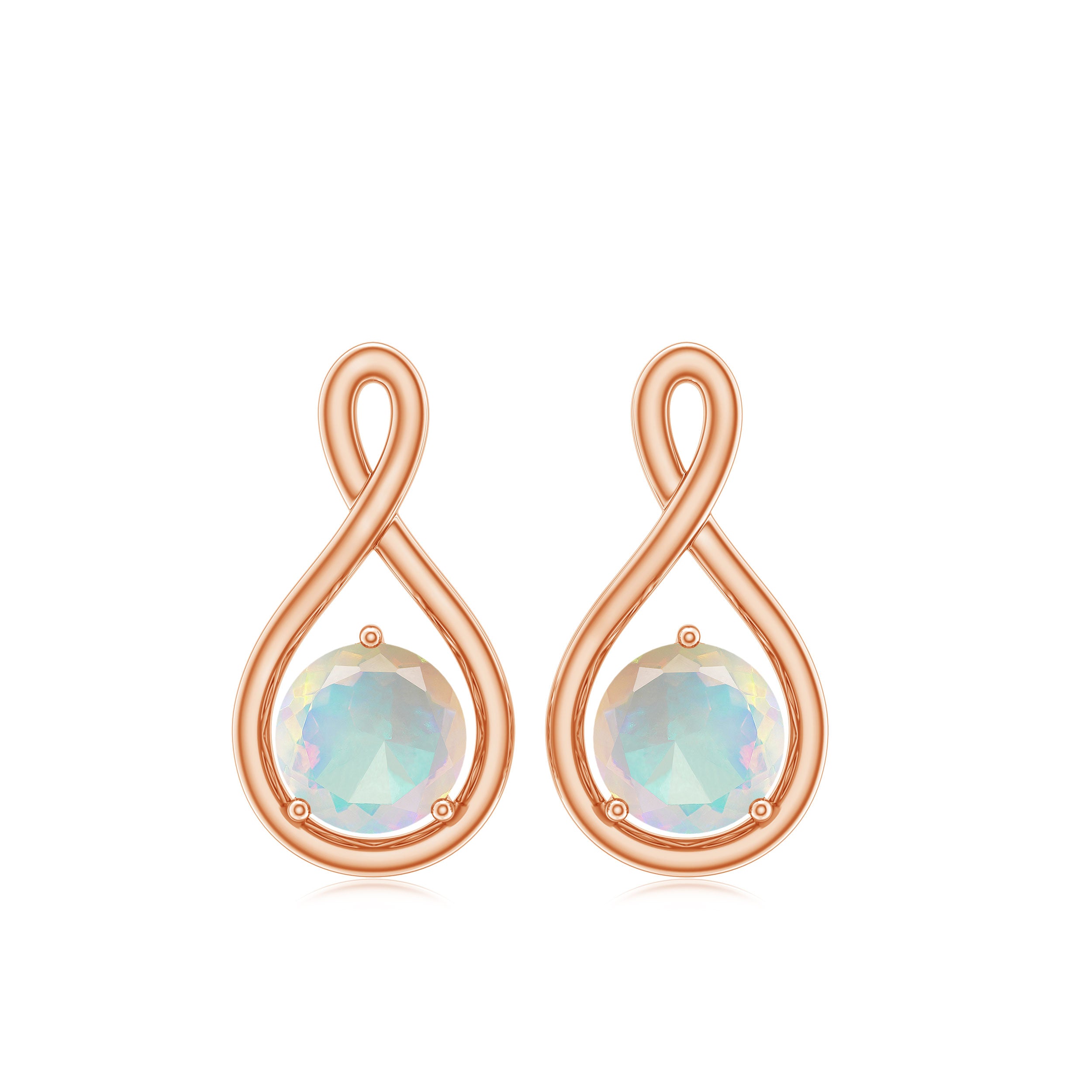 Genuine Ethiopian Opal Infinity Stud Earrings with Certificate AAA - Rosec Jewels