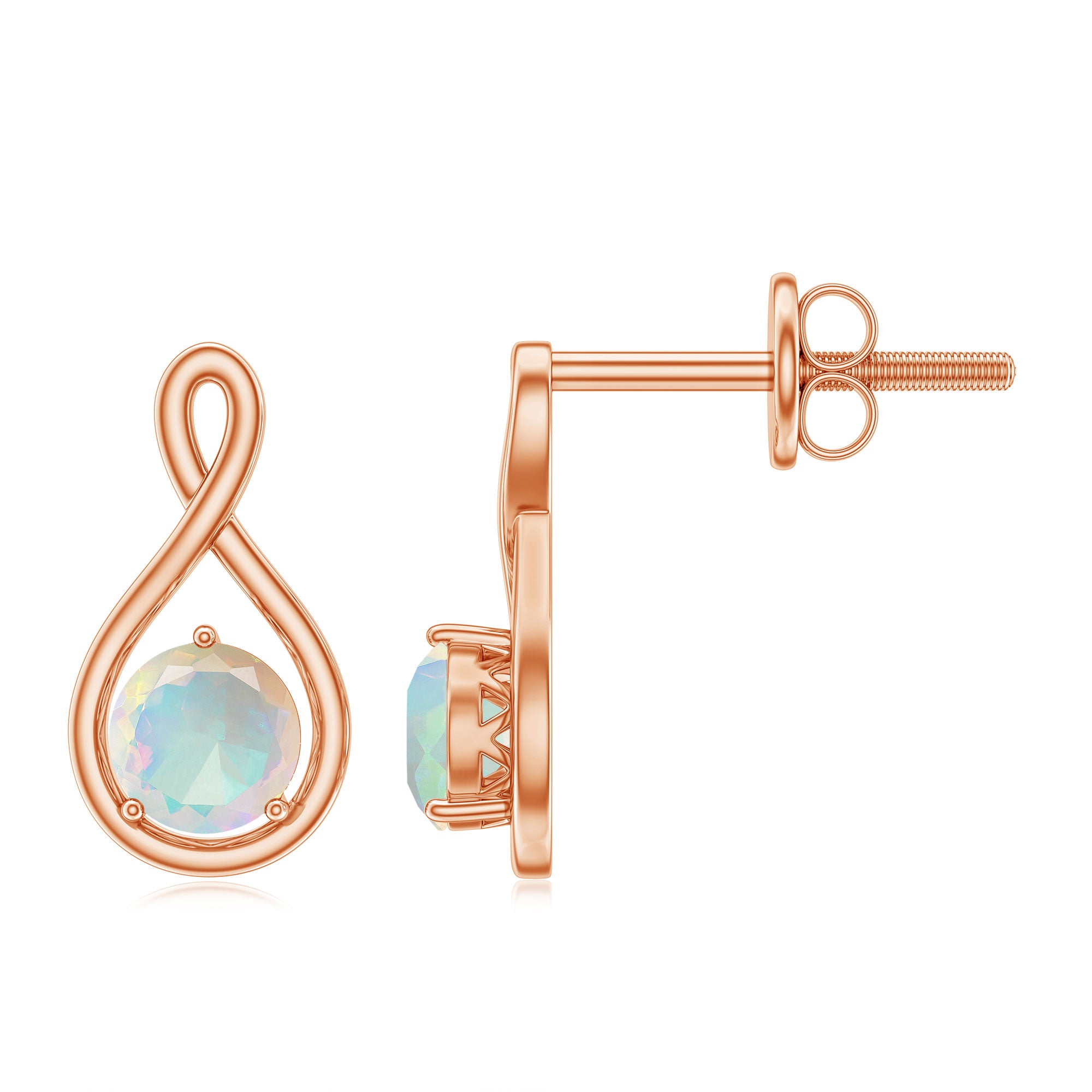 Genuine Ethiopian Opal Infinity Stud Earrings with Certificate AAA - Rosec Jewels