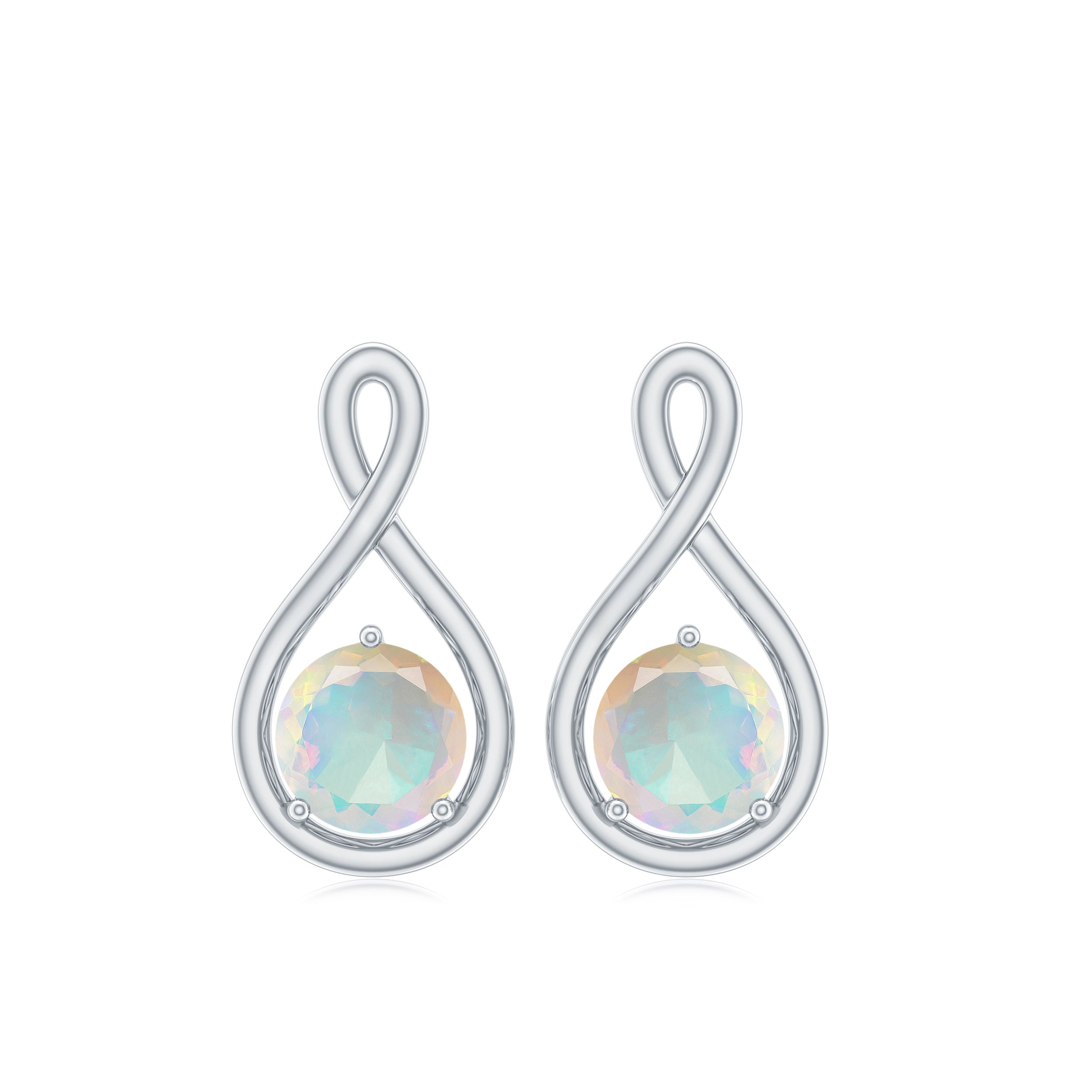 Genuine Ethiopian Opal Infinity Stud Earrings with Certificate AAA - Rosec Jewels