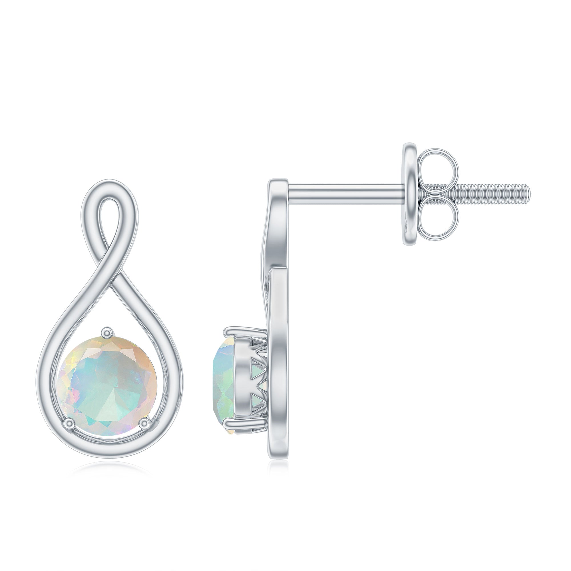 Genuine Ethiopian Opal Infinity Stud Earrings with Certificate AAA - Rosec Jewels