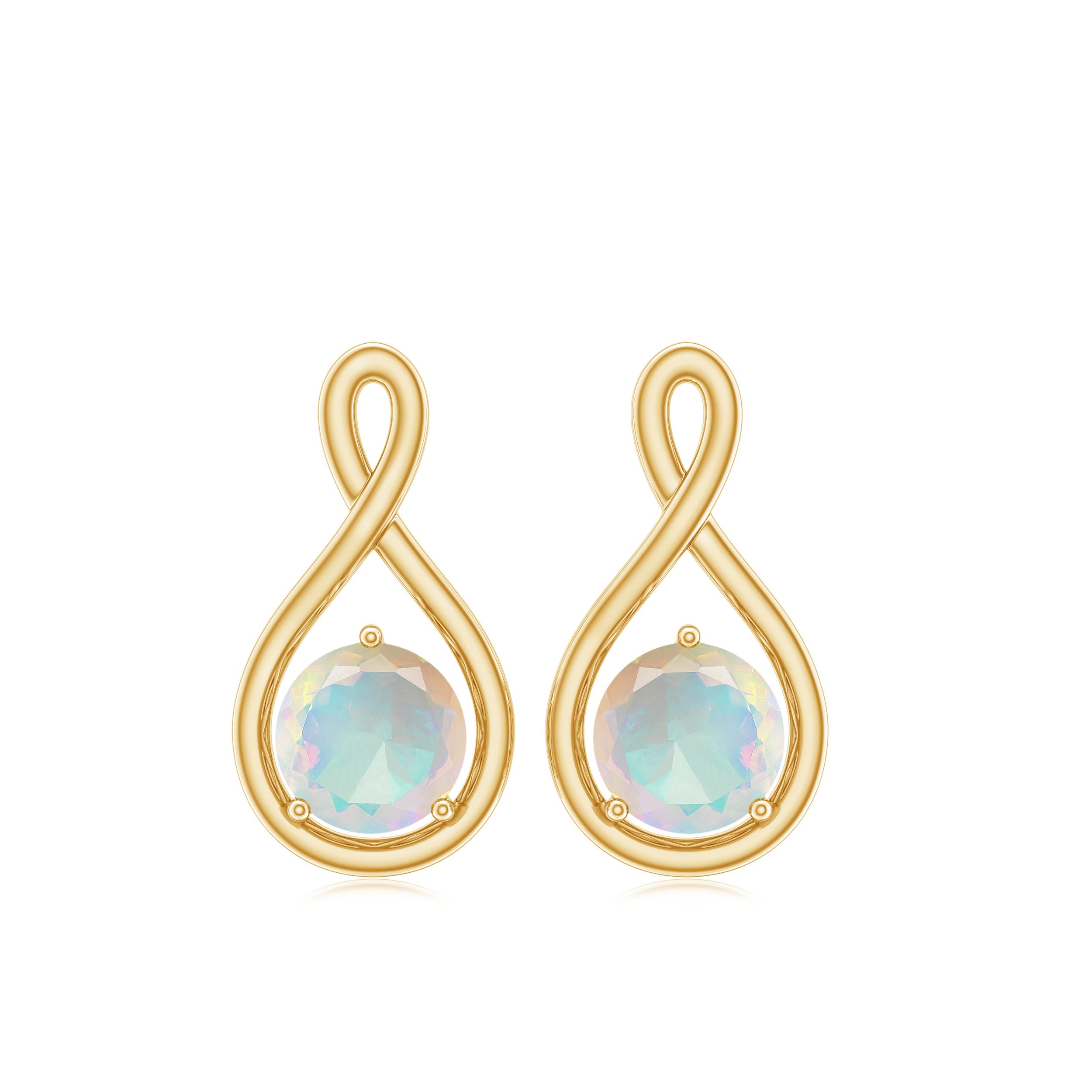 Genuine Ethiopian Opal Infinity Stud Earrings with Certificate AAA - Rosec Jewels