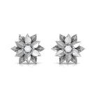 Round Cut Natural Diamond Flower Stud Earrings Natural - ( HI-SI ) - Rosec Jewels