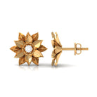 Round Cut Natural Diamond Flower Stud Earrings Natural - ( HI-SI ) - Rosec Jewels