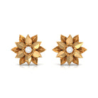 Round Cut Natural Diamond Flower Stud Earrings Natural - ( HI-SI ) - Rosec Jewels