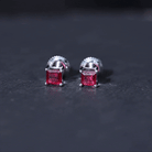 3 Carat Princess Cut Lab Created Ruby Solitaire Stud Earrings AAAA - Rosec Jewels